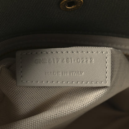 Saint Laurent Linen Calfskin Small Rive Gauche Tote Military Green Blanc Vintage 7 of 10