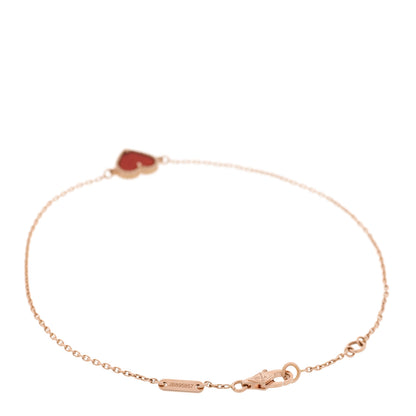 Van Cleef & Arpels 18K Rose Gold Carnelian Sweet Alhambra Heart Bracelet 2 of 5