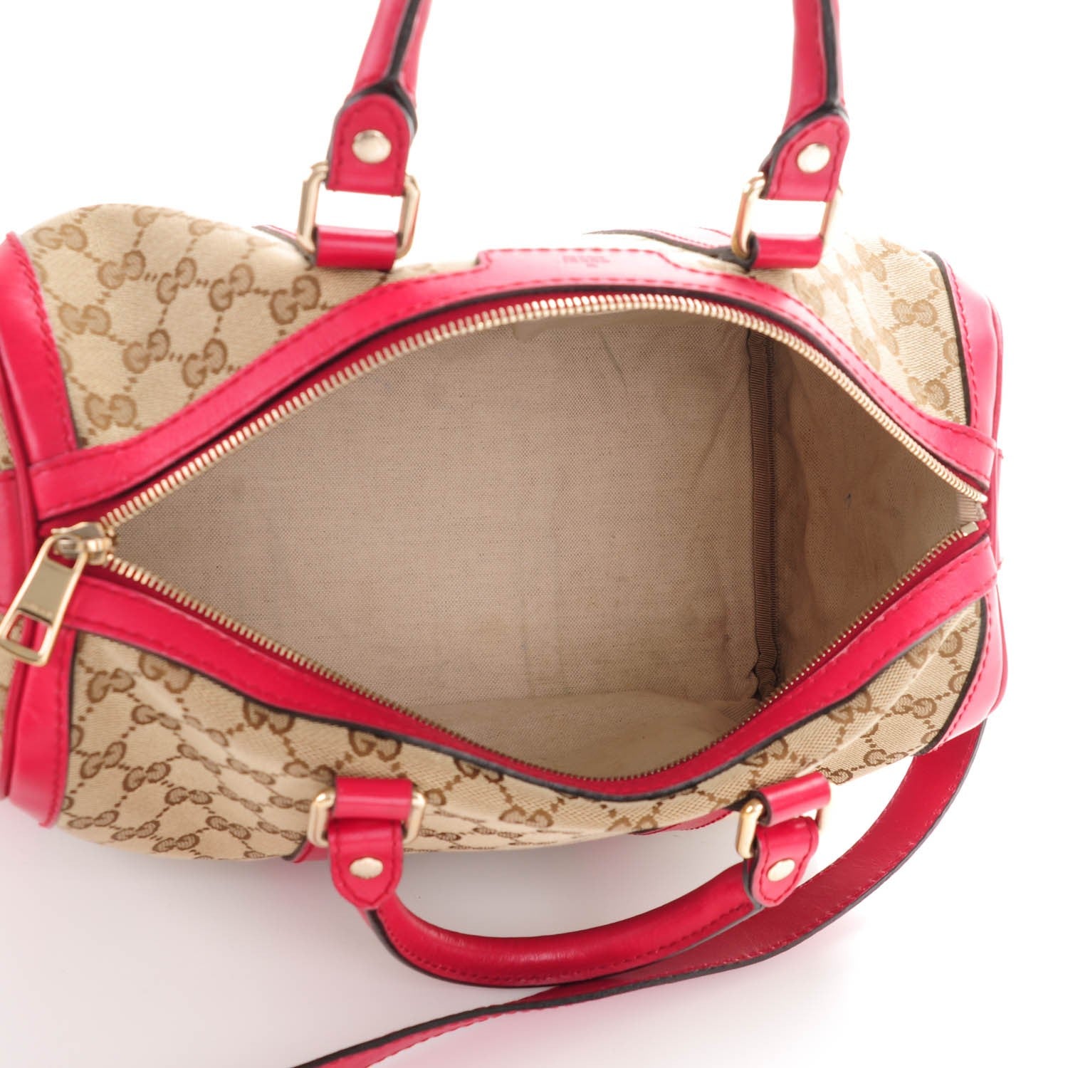 Gucci Monogram Medium Joy Boston Beige Red 6 of 8