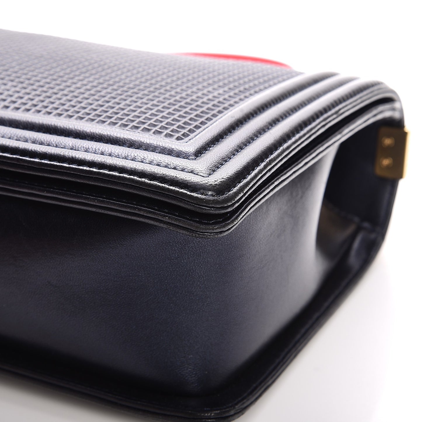 Lambskin Embossed New Medium Boy Cube Flap Navy