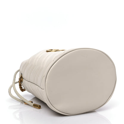 Gucci Calfskin Matelasse Mini GG Marmont 2.0 Bucket Bag White 4 of 8