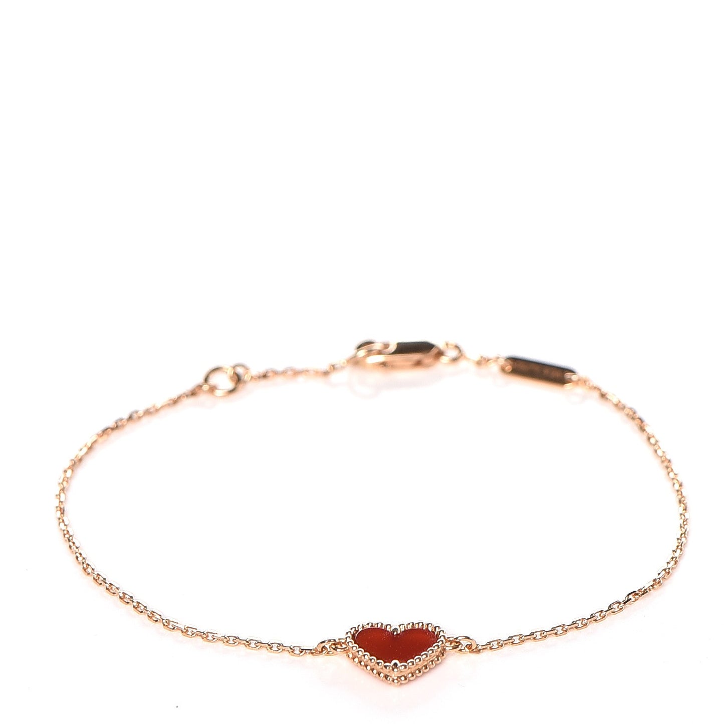 18K Rose Gold Carnelian Sweet Alhambra Heart Bracelet
