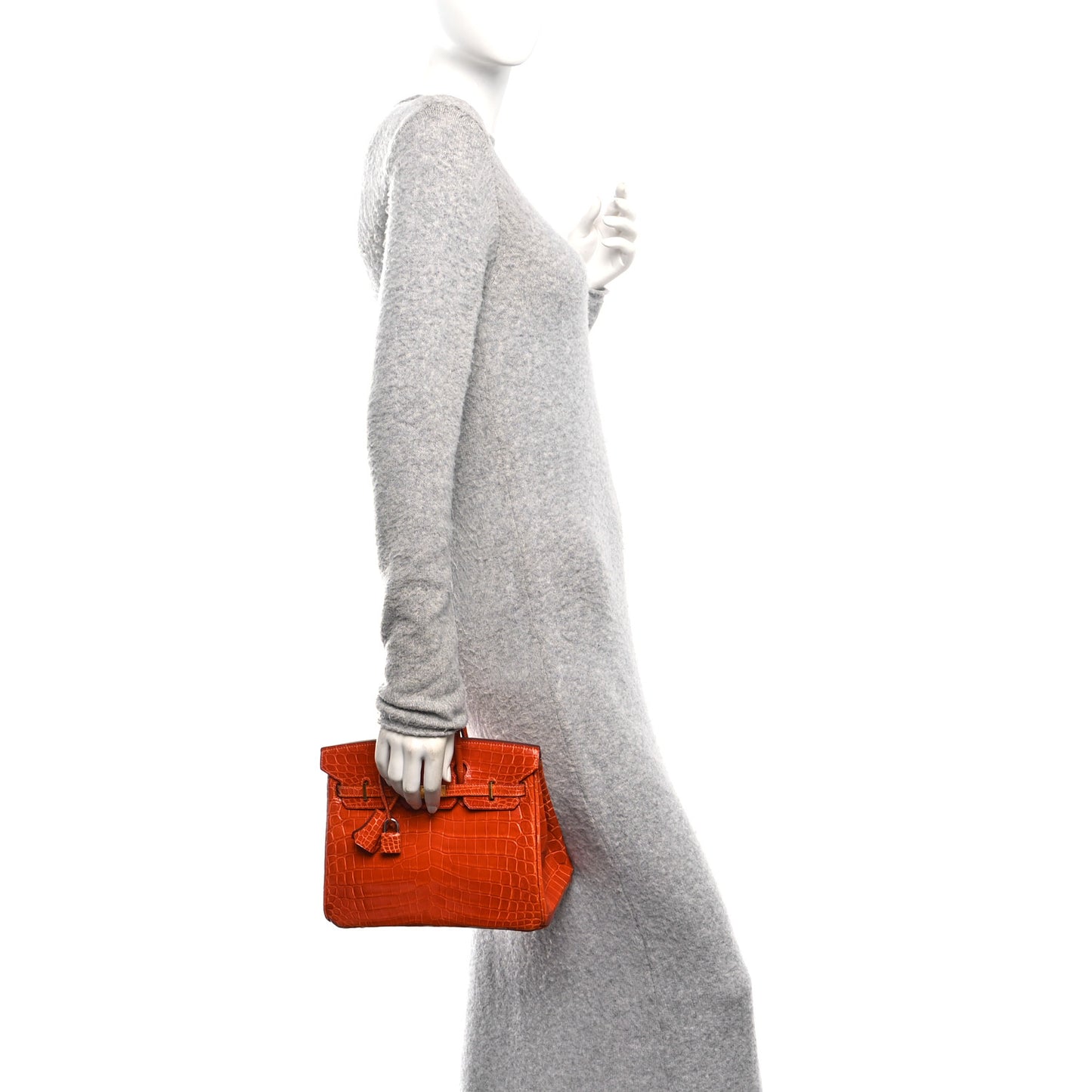 Shiny Niloticus Crocodile Birkin 25 Orange