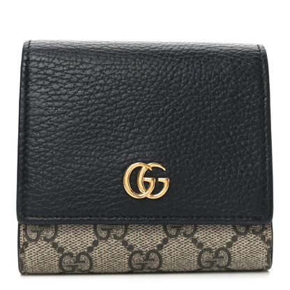 Gucci Dollar Calfskin GG Supreme Monogram Medium GG Marmont Wallet Black Beige Ebony 1 of 6