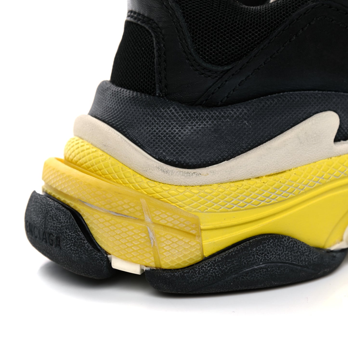 Fabric Mesh Womens Triple S Sneakers 36 Black Yellow