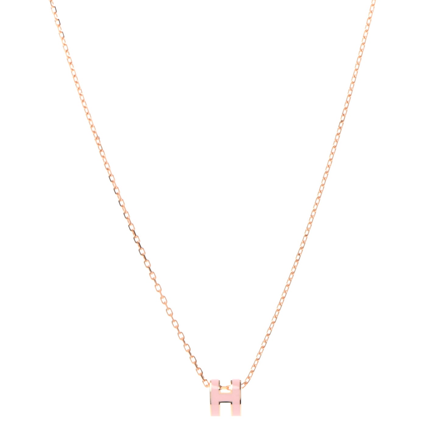 Lacquered Rose Gold Mini Pop H Pendant Necklace Rose Dragee