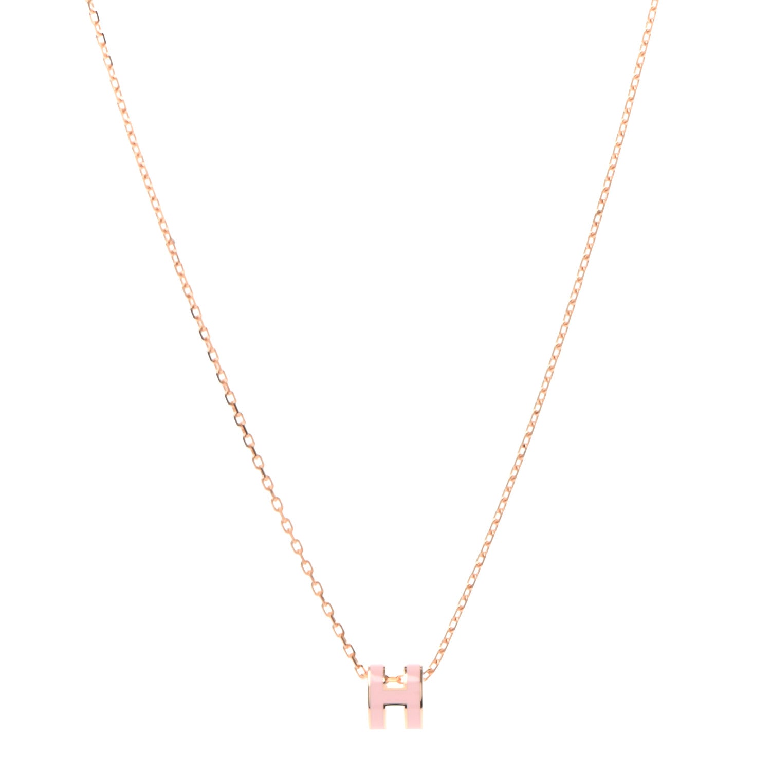 Hermes Lacquered Rose Gold Mini Pop H Pendant Necklace Rose Dragee 1 of 5