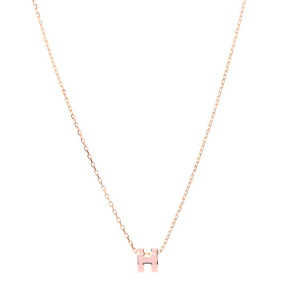 Hermes Lacquered Rose Gold Mini Pop H Pendant Necklace Rose Dragee 1 of 5