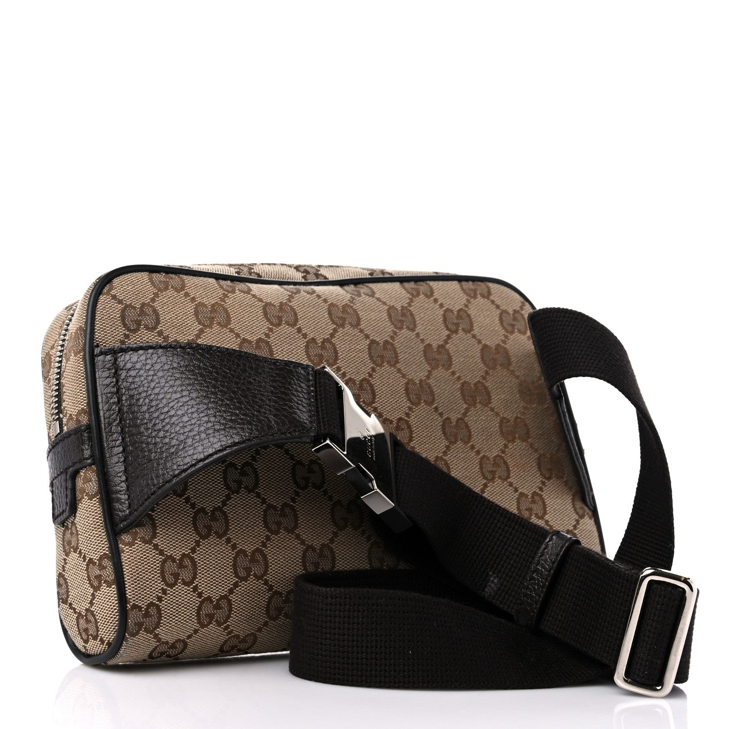 Gucci Monogram Dollar Calfskin Belt Bag Beige Ebony Testa di Moro Marrone Scuro 3 of 15