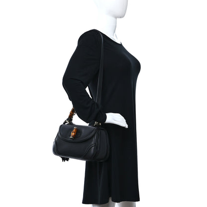 Gucci Calfskin Medium New Bamboo Top Handle Bag Black 2 of 15