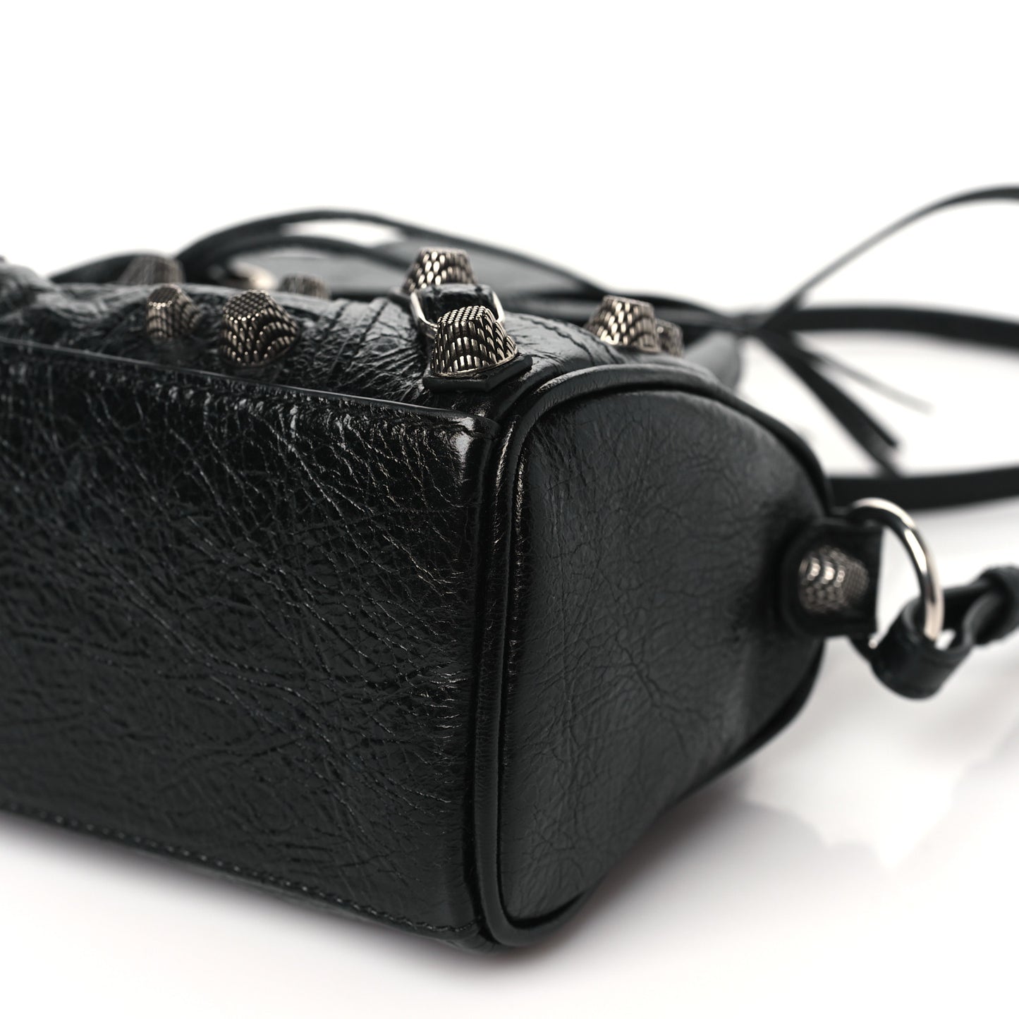 Agneau Arena Crystal Neo Nano Cagole Handbag Black