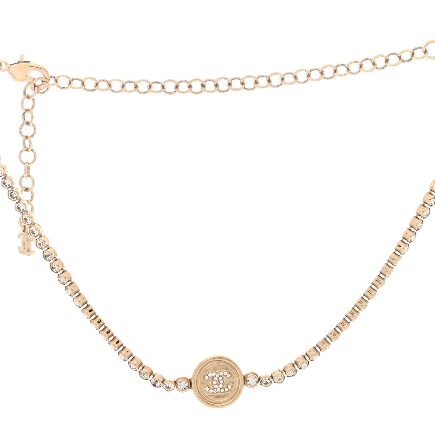 Crystal Pearl CC Choker Necklace Gold
