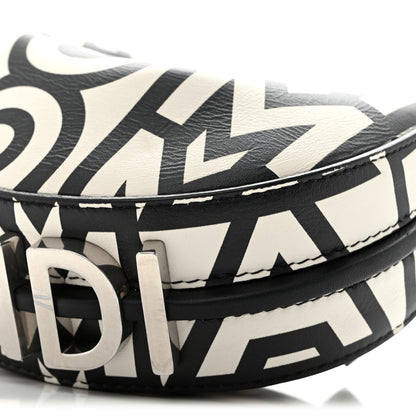 Fendi X MARC JACOBS Nappa Vitello King Logo Print Nano Fendigraphy Hobo Charm White Black 9 of 14