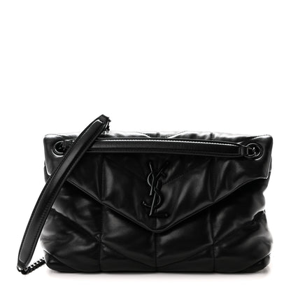 Saint Laurent Lambskin Quilted Monogram Monochrome Small Loulou Puffer Chain Satchel Black 1 of 10