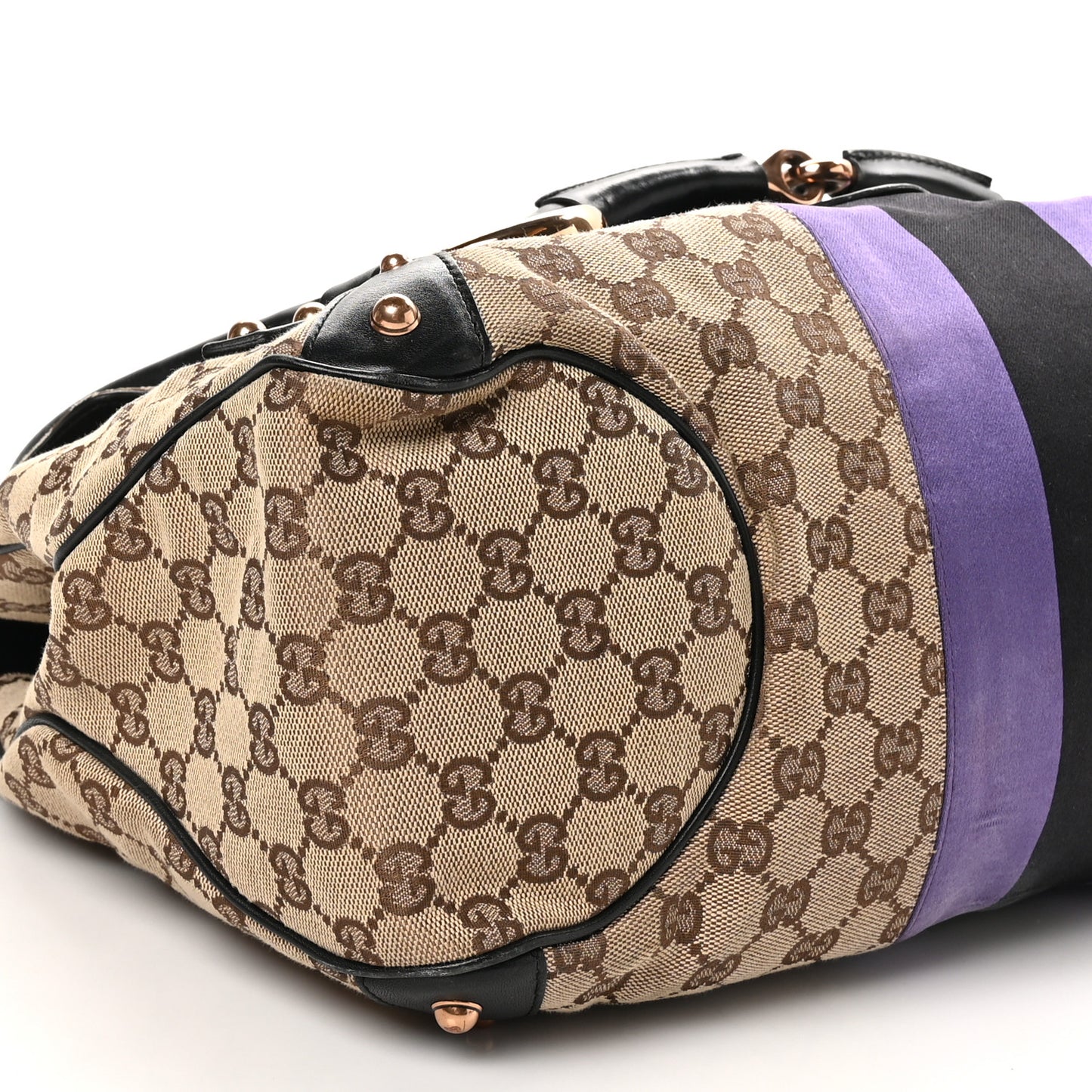 Monogram Horsebit Web Flap Bag Brown Purple
