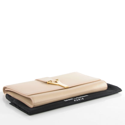 Saint Laurent Calfskin Classic Y Clutch Light Beige 4 of 9