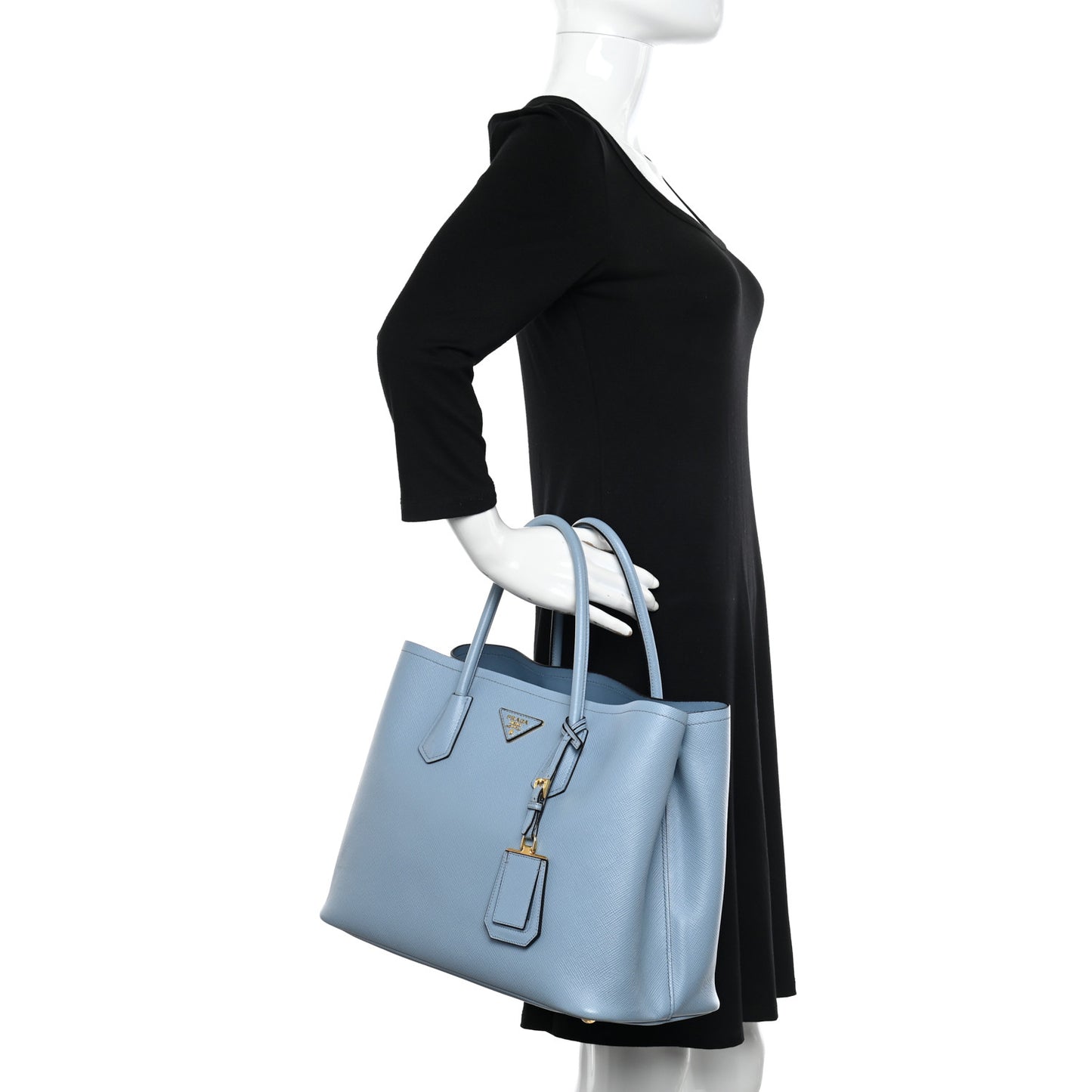Saffiano Cuir Medium Double Bag Astrale Blue
