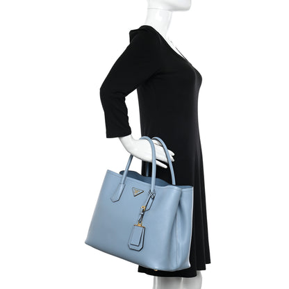 Prada Saffiano Cuir Medium Double Bag Astrale Blue 2 of 11
