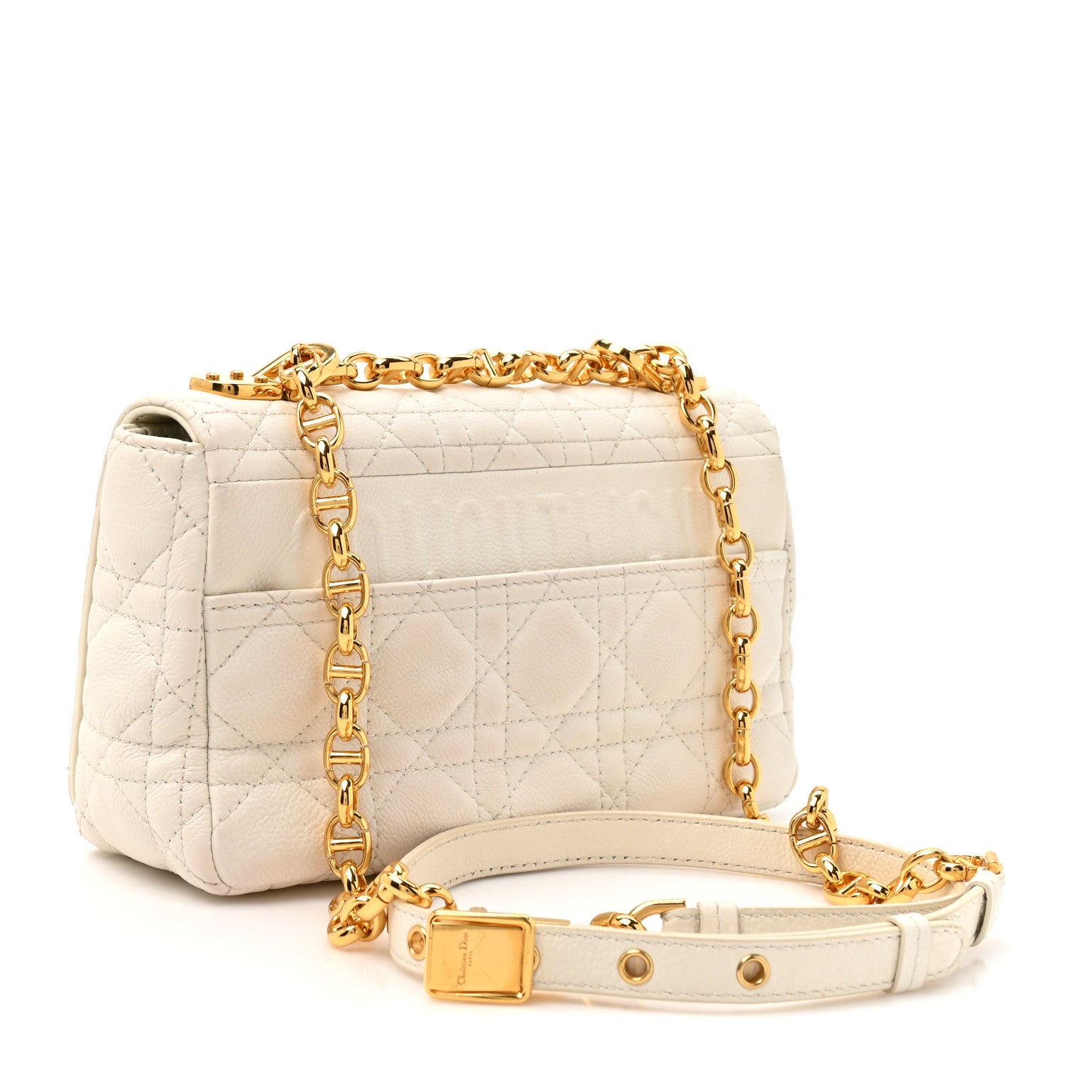 Christian Dior Grained Calfskin Cannage Small Caro Bag White 3 of 14