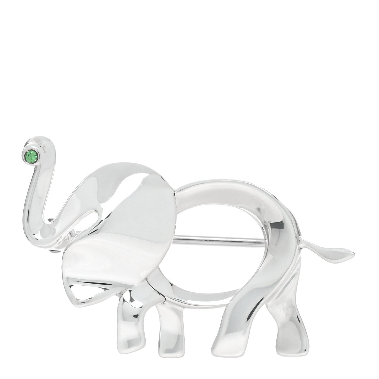 Sterling Silver Tsavorite Save the Wild Elephant Brooch