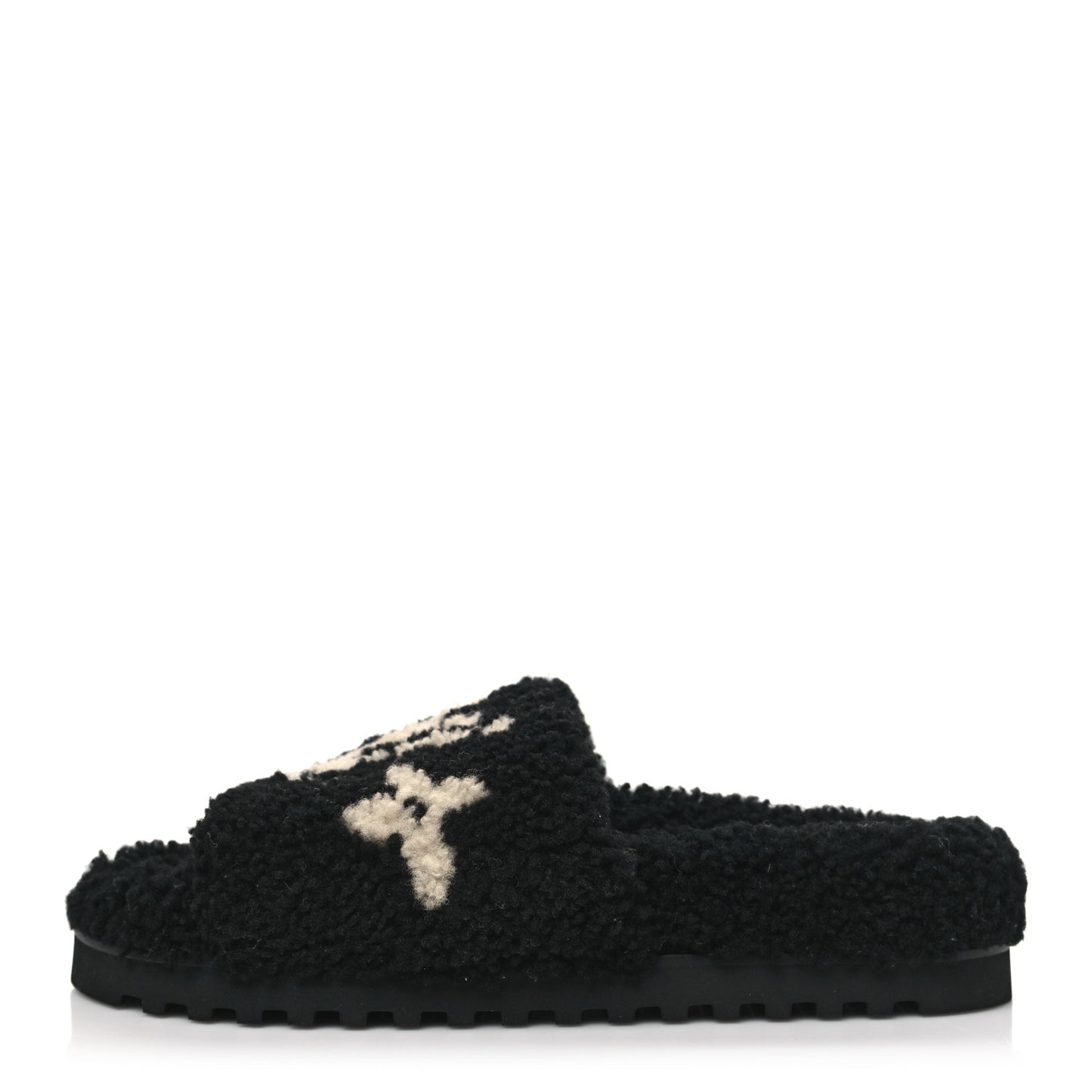 Shearling Monogram Giant Paseo Flat Comfort Mule 40 Black