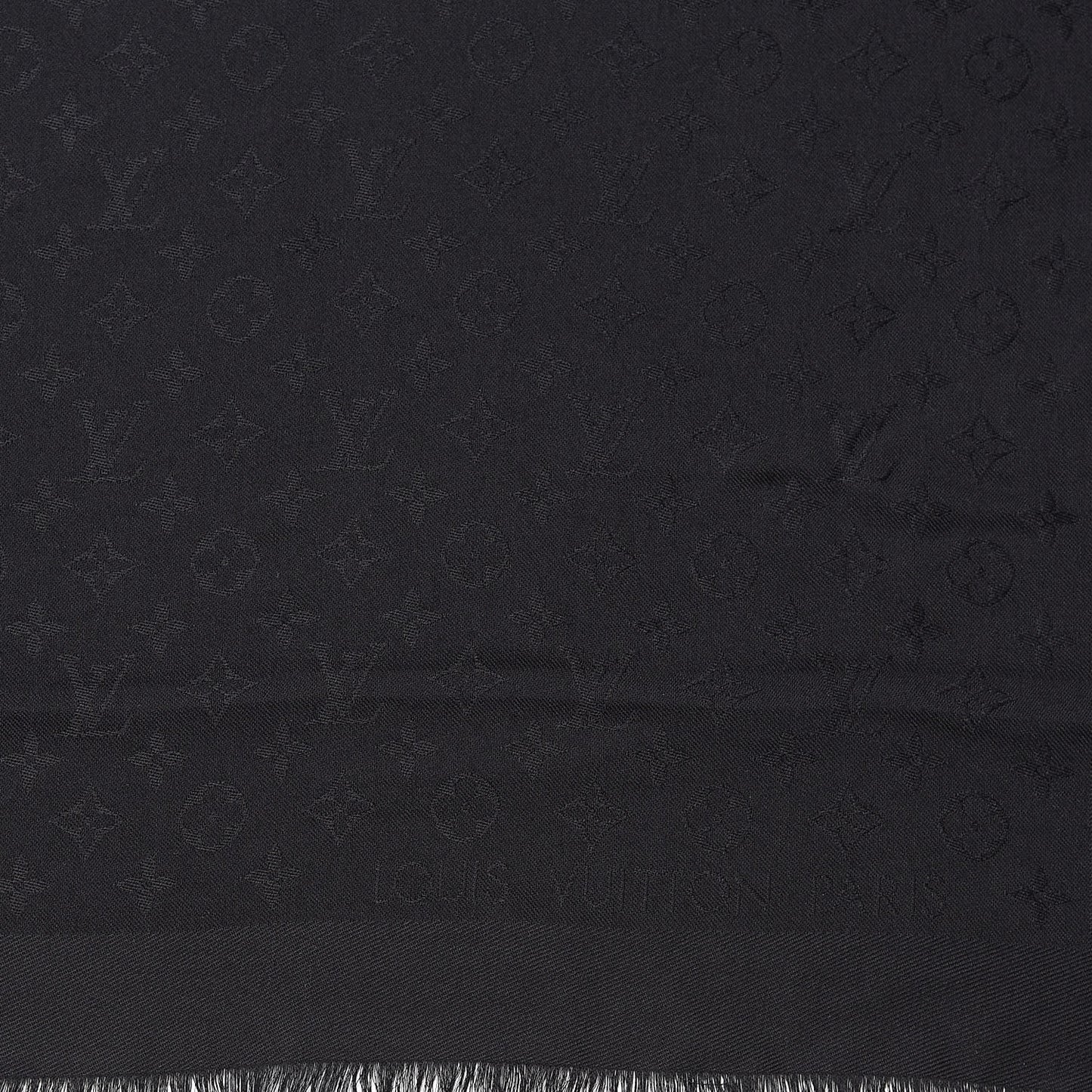 Silk Wool Monogram Shawl Black