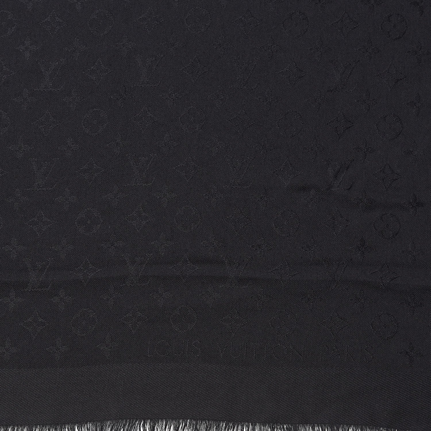 Louis Vuitton Silk Wool Monogram Shawl Black 2 of 3