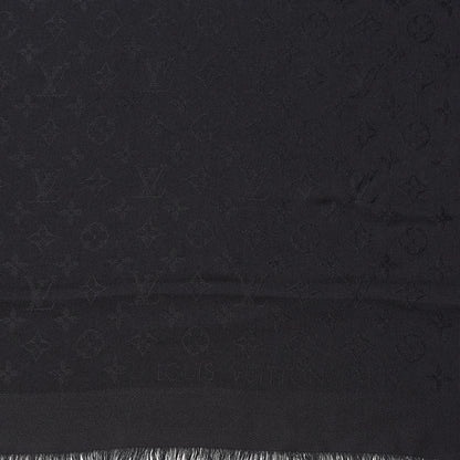 Louis Vuitton Silk Wool Monogram Shawl Black 2 of 3