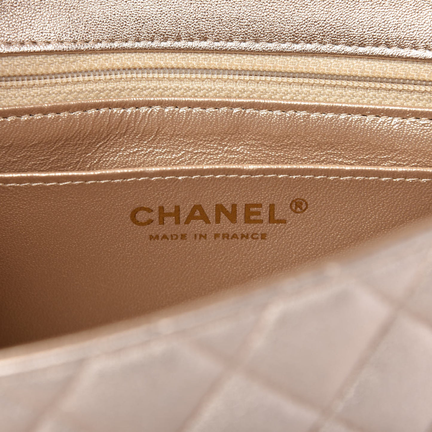 Metallic Lambskin Quilted Mini Square Flap Gold