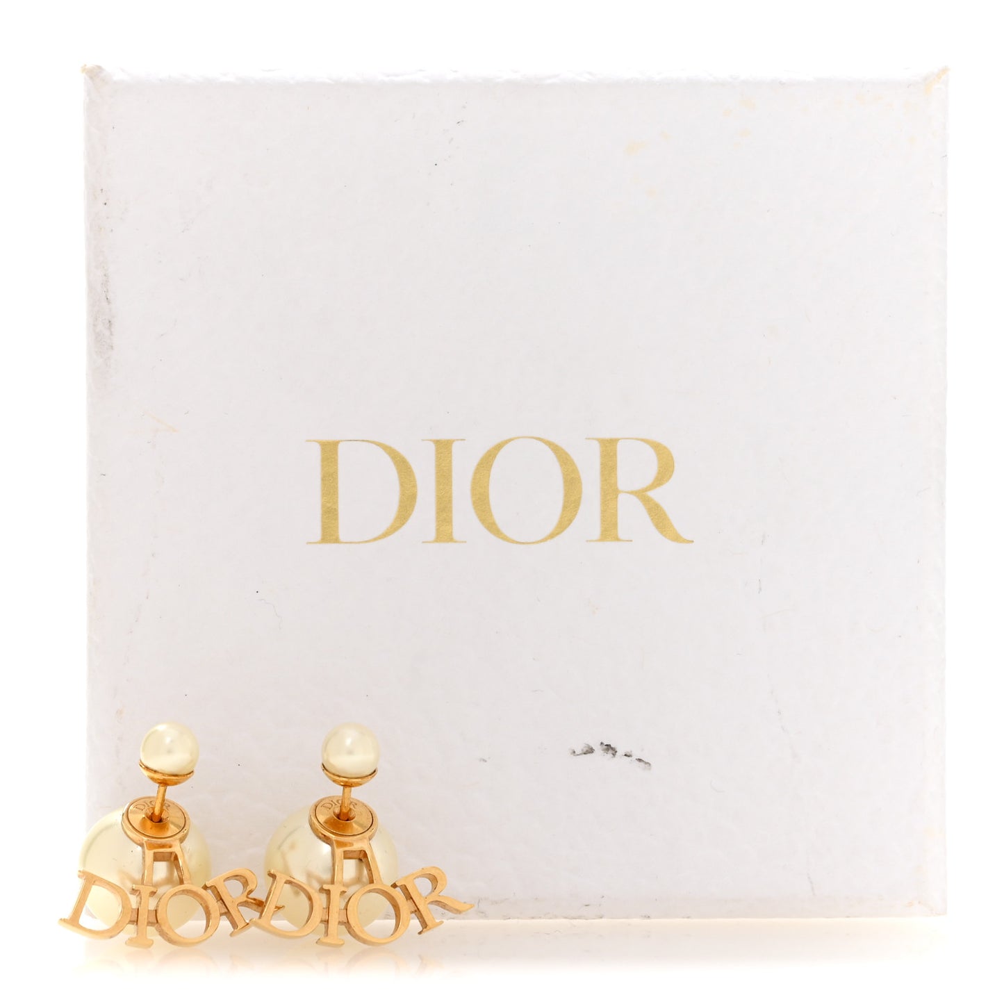 Pearl Tribal Logo Earrings Gold White