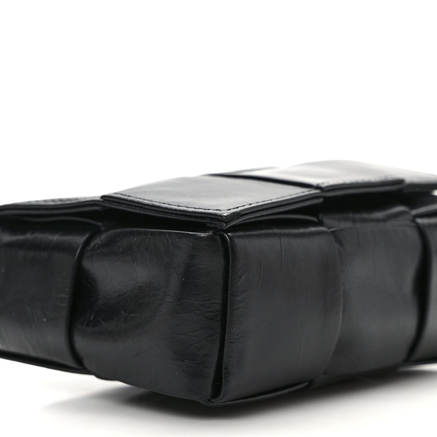 Paper Calfskin Maxi Intreccio Extra Mini Cassette Crossbody Bag Black