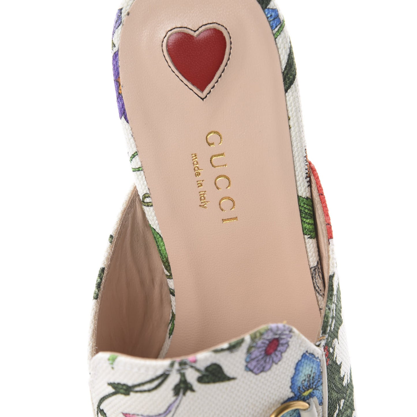 Canvas Flora Womens Princetown Slippers 36.5 White Multicolor
