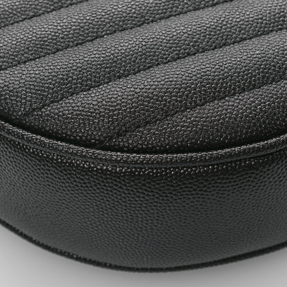 Saint Laurent Grain De Poudre Matelasse Chevron Quilted Round Vinyle Camera Bag Black 11 of 12