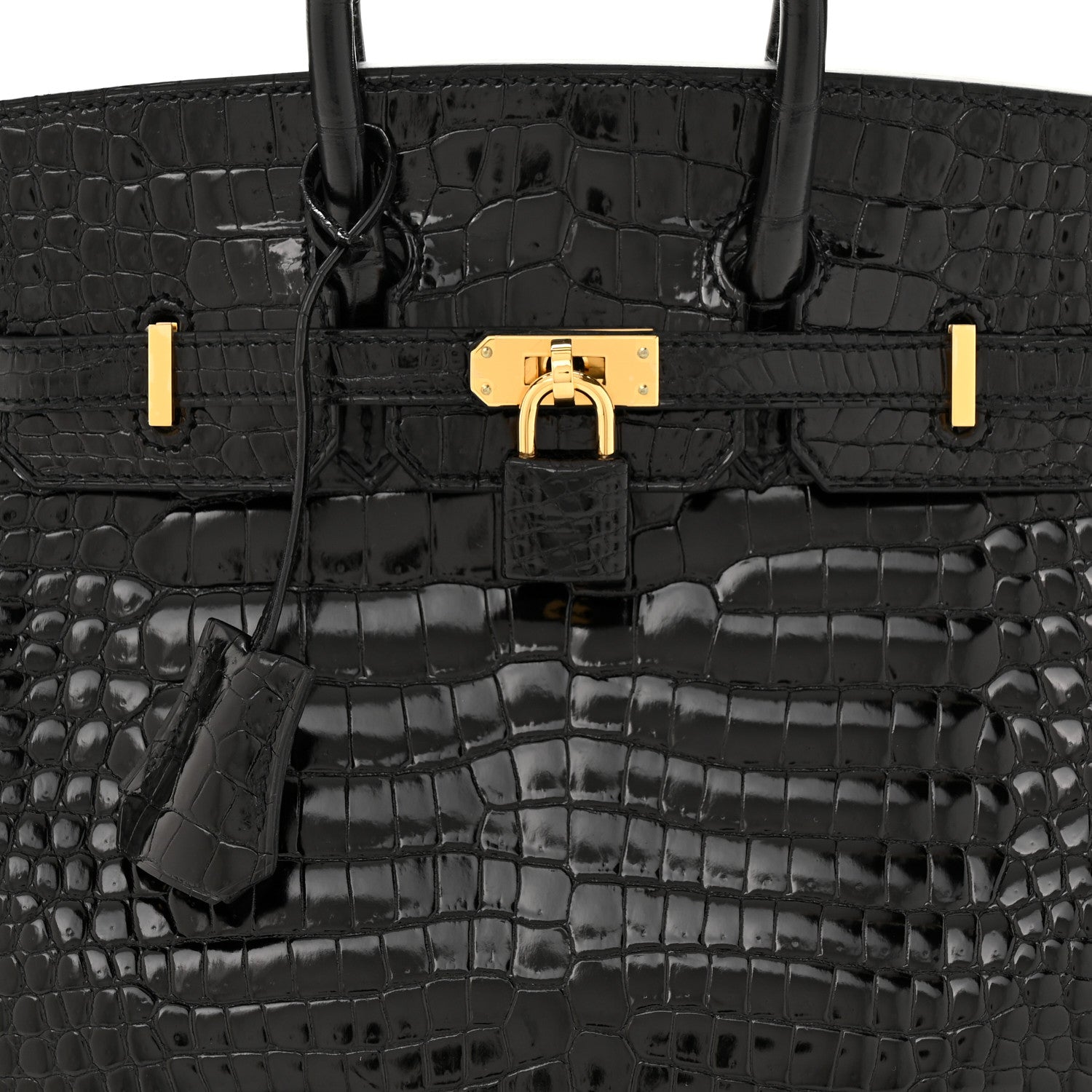 Hermes Shiny Porosus Crocodile Birkin 25 Black 9 of 11
