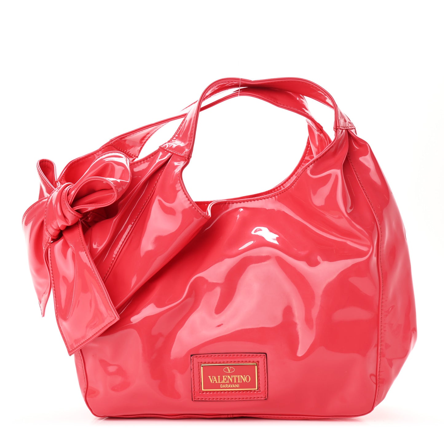Patent Lacca Nuage Bow Hobo Pink