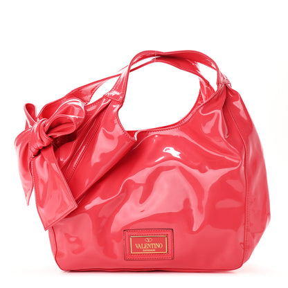 Valentino Garavani Patent Lacca Nuage Bow Hobo Pink 1 of 12