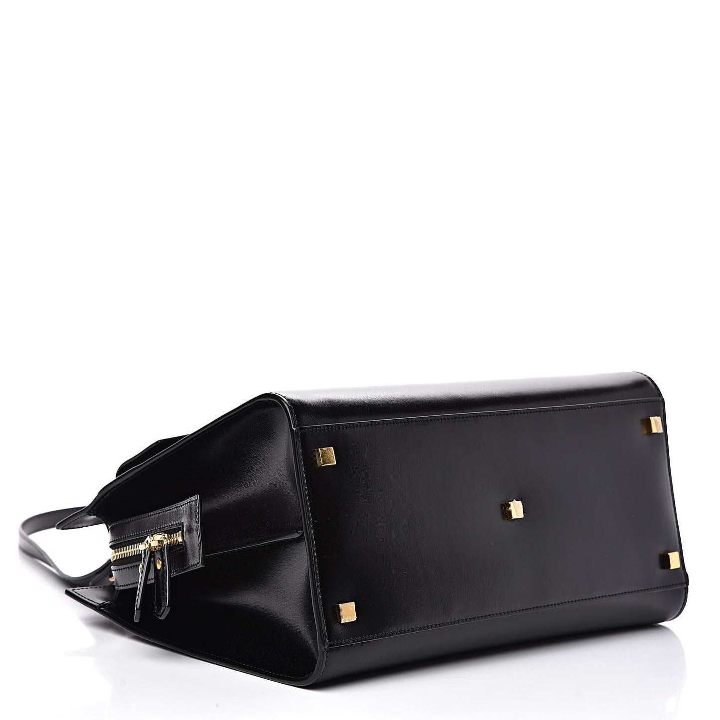 Shiny Calfskin Medium Uptown Tote Black