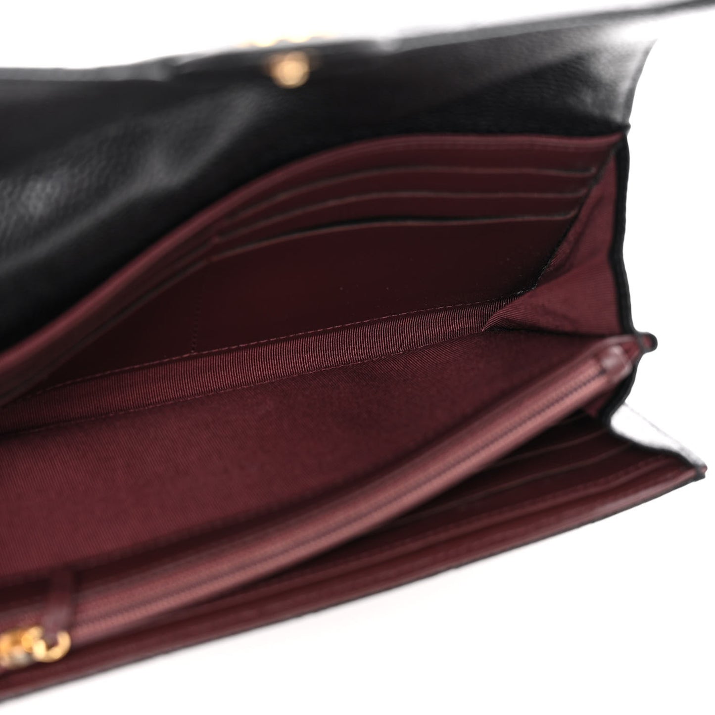 Caviar Quilted Large Gusset Flap Wallet Black