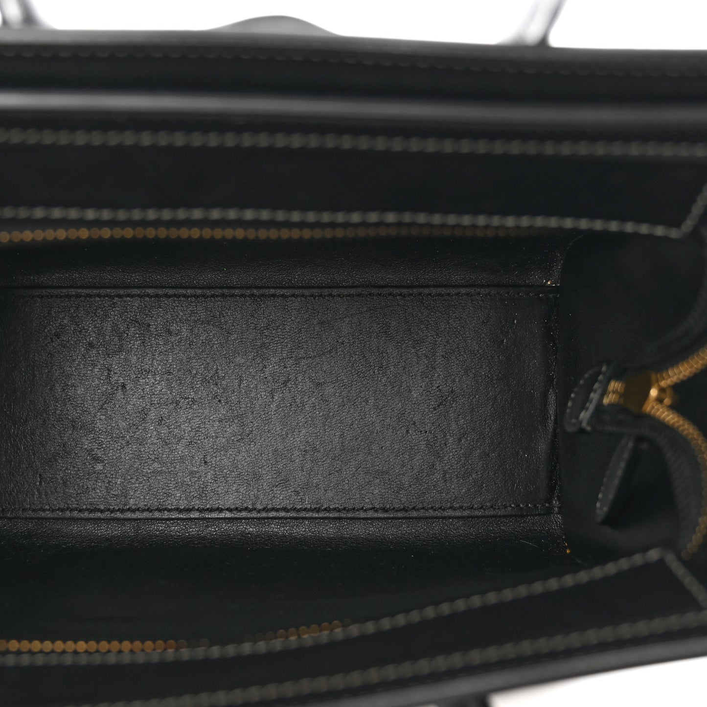 Glazed Calfskin Nano Bi-Color Luggage Black Taupe