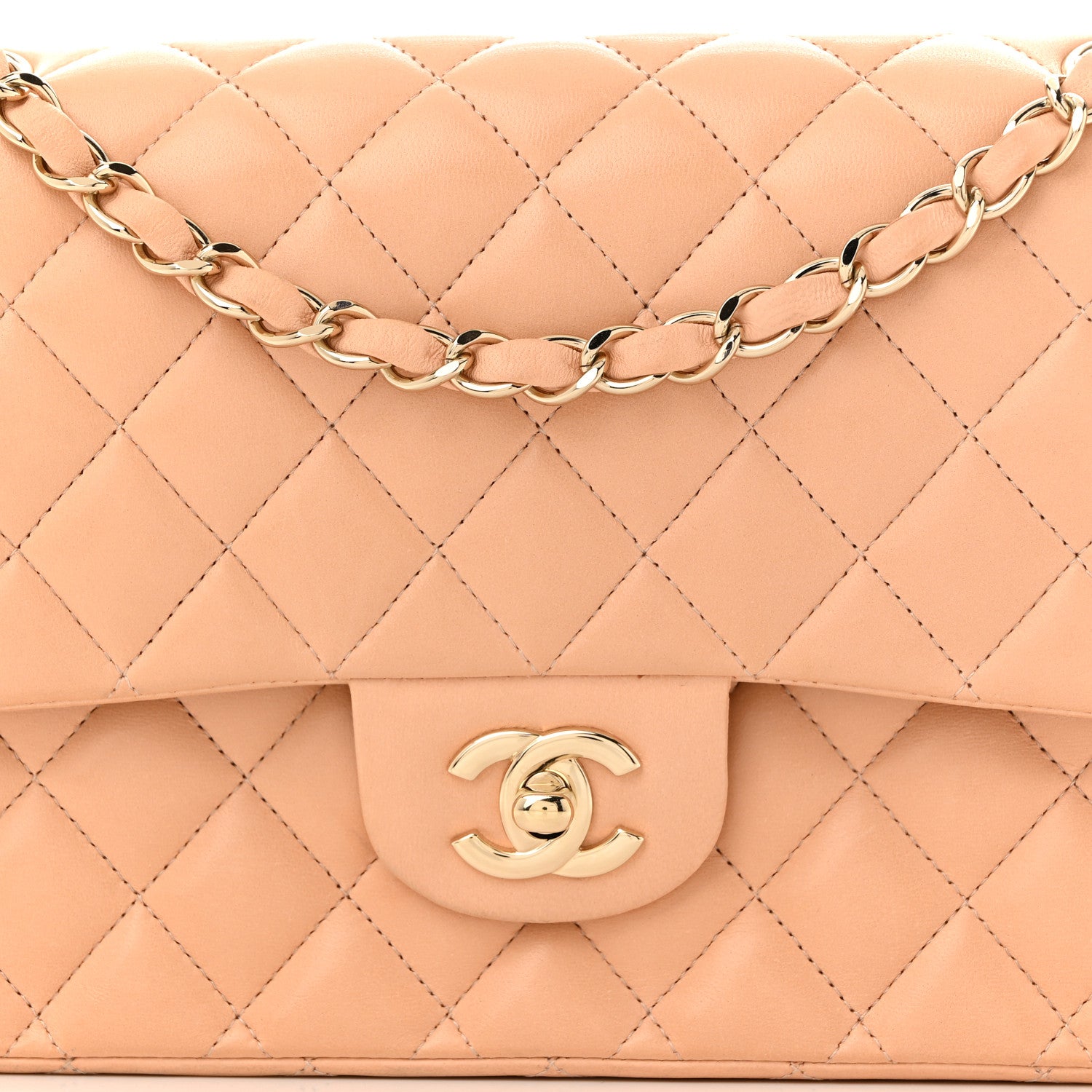 Chanel Lambskin Quilted Medium Double Flap Beige 8 of 11