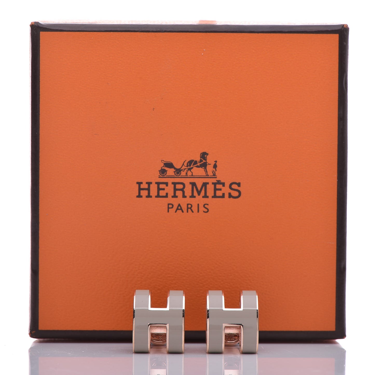 Rose Gold Lacquered Pop H Earrings Marron Glace