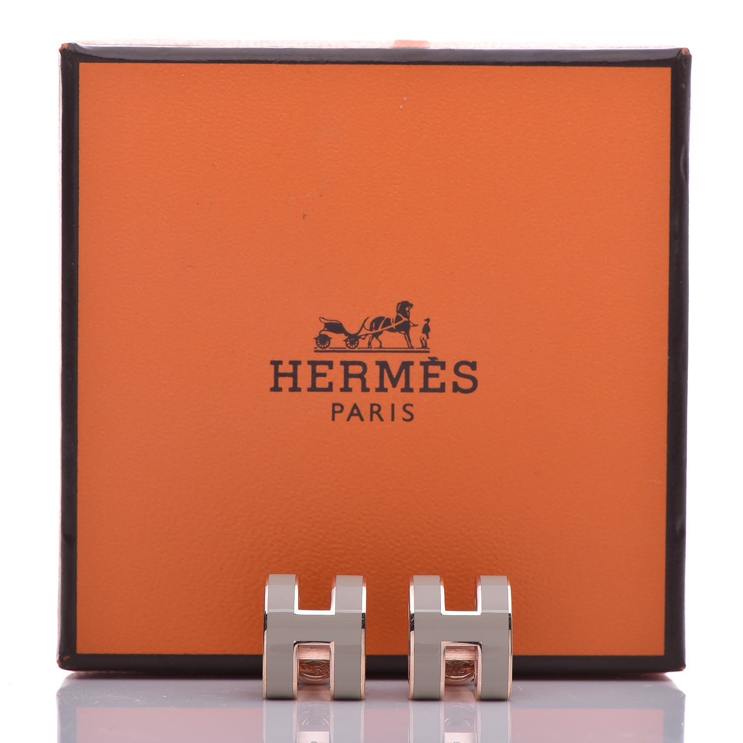 Hermes Rose Gold Lacquered Pop H Earrings Marron Glace 7 of 7