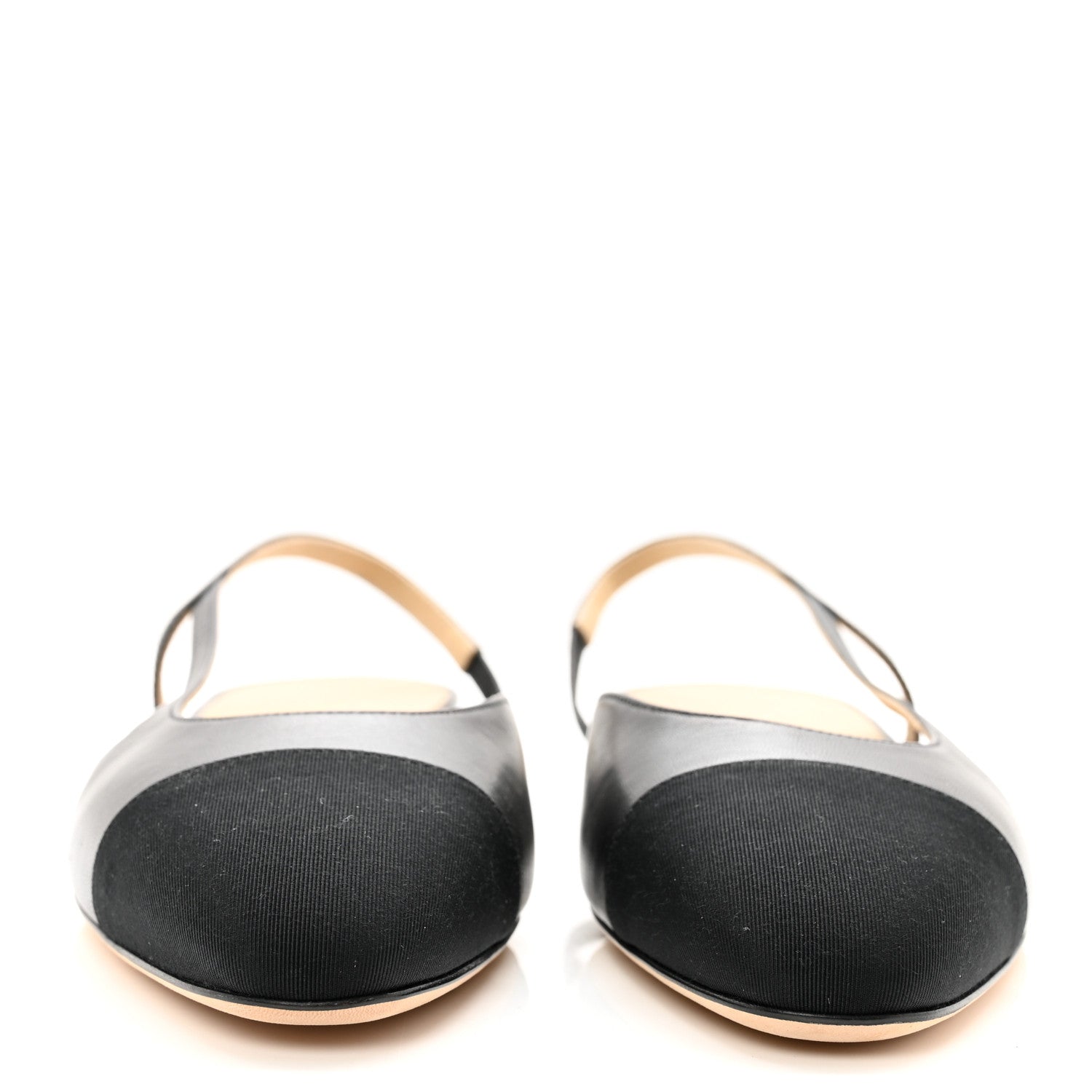 Chanel Goatskin Grosgrain Cap Toe CC Slingback Sandals 40 Black 3 of 9