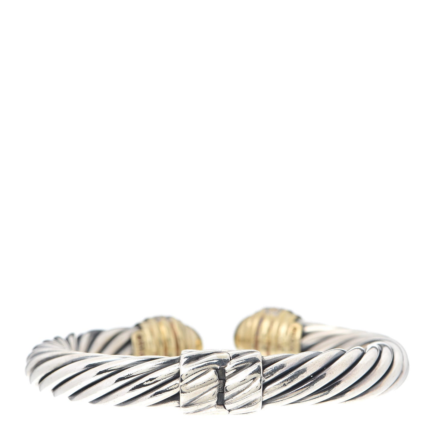 Sterling Silver 18K Yellow Gold Diamond 10mm Cable Classics Dome Bracelet