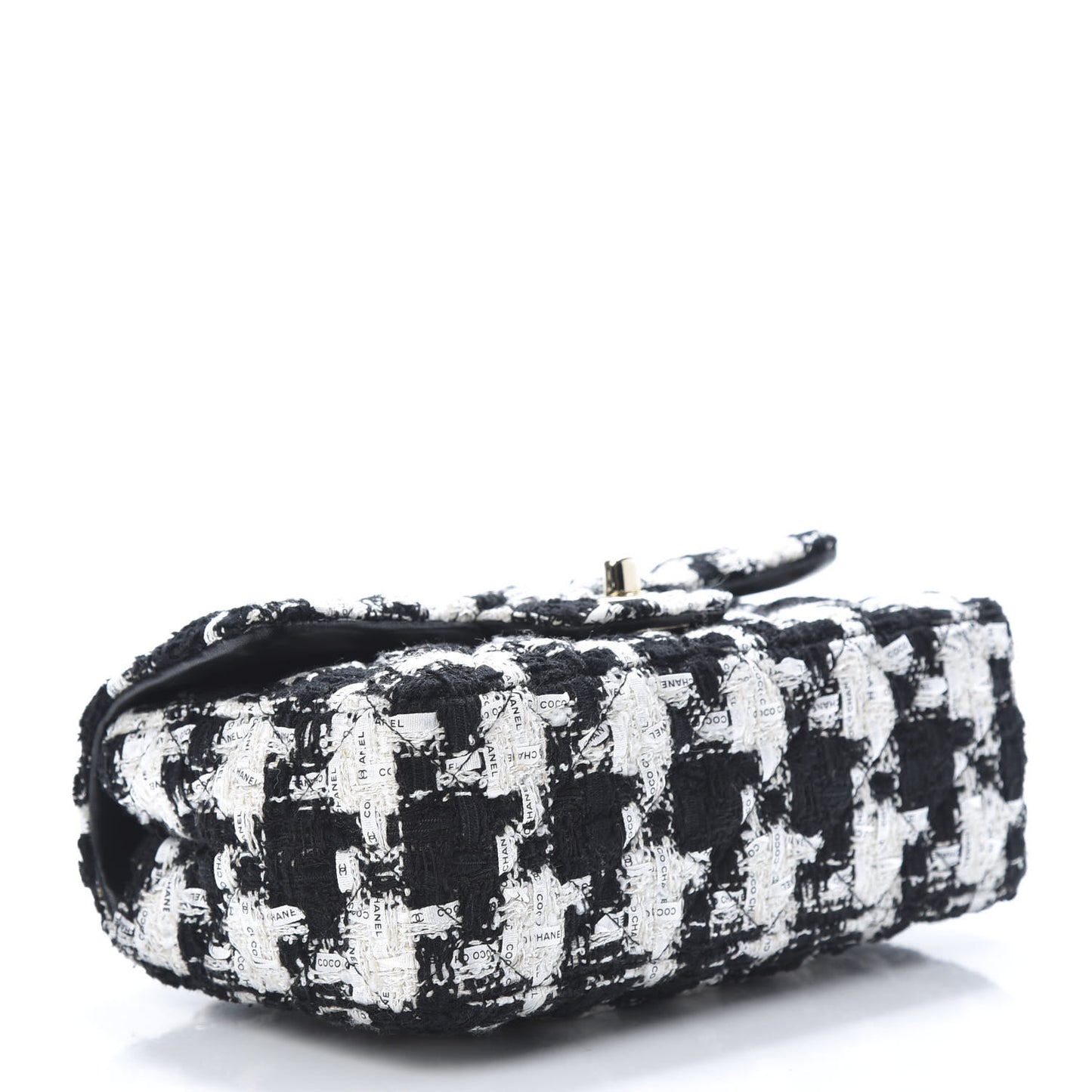 Tweed Quilted Mini Rectangular Flap Black Ecru White