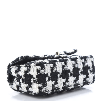 Chanel Tweed Quilted Mini Rectangular Flap Black Ecru White 3 of 12