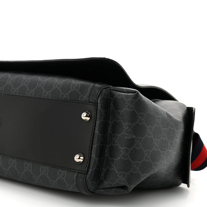 Gucci GG Supreme Monogram Web Messenger Diaper Bag Black Grey 10 of 11