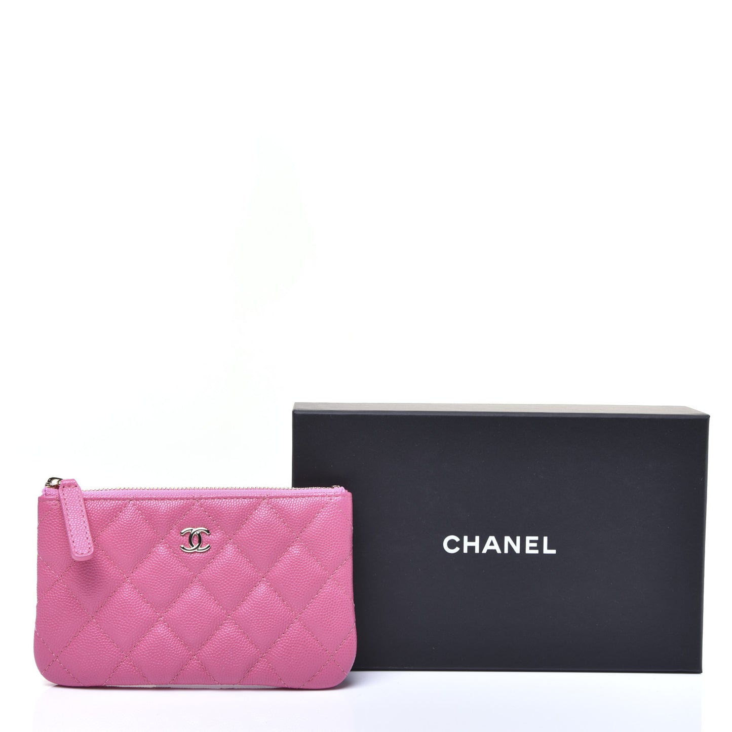 Caviar Quilted Small Cosmetic Case Pink