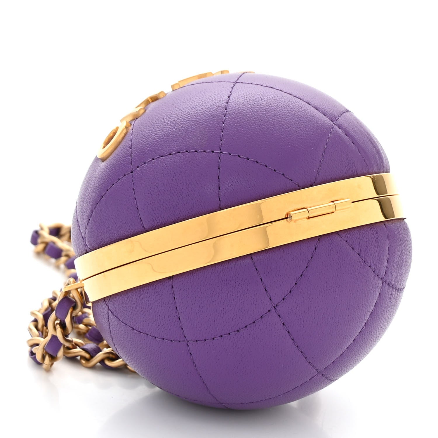 Chanel Lambskin CC Minaudiere Sphere Chain Clutch Purple 4 of 10