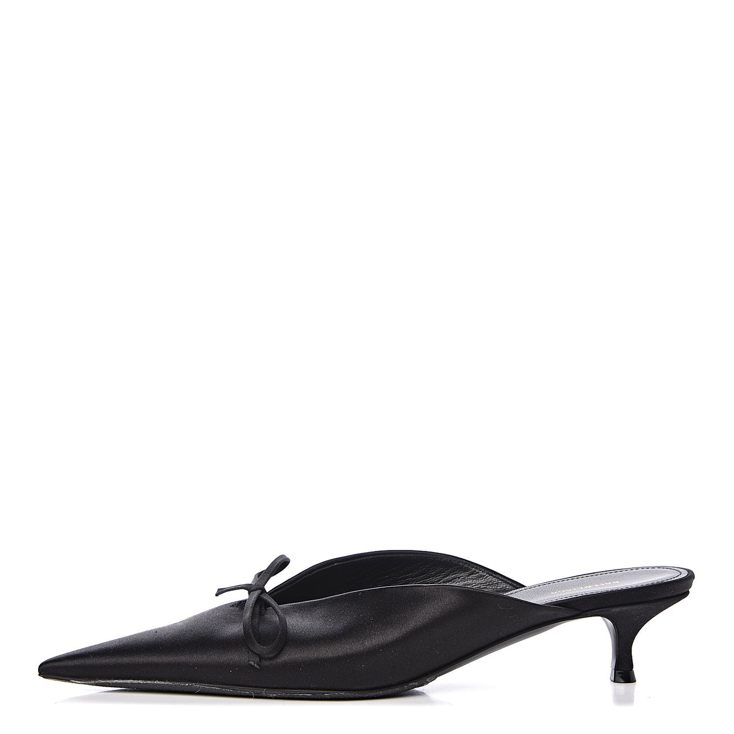 Satin Pointed Toe Knife 40mm Mules 37 Black
